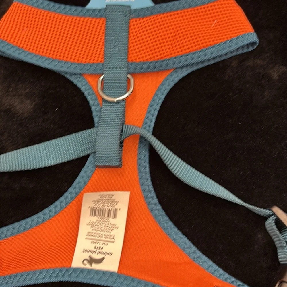 NWT Animal Planet Pets Large Mesh Dog Harness Orange Blue 14” Neck 19-29” Chest
